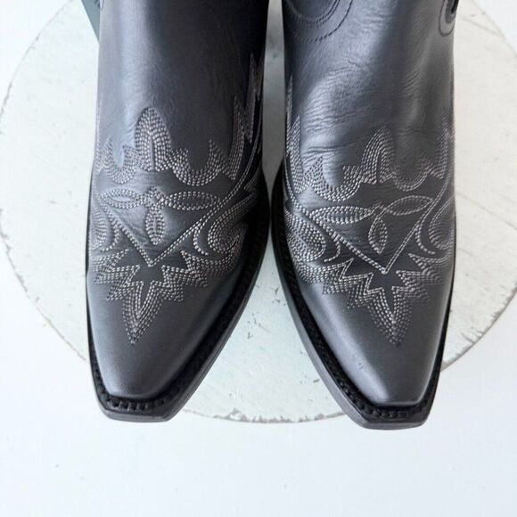 NEW Lane LEXINGTON Womens Cowboy Bootie 9.5 Black Leather Western Cowgirl Boots - Picture 5 of 10